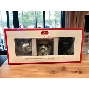 NWT Pottery Barn Star Wars Light Up Helmet 3 Pack Mercury Glass Christmas Vader